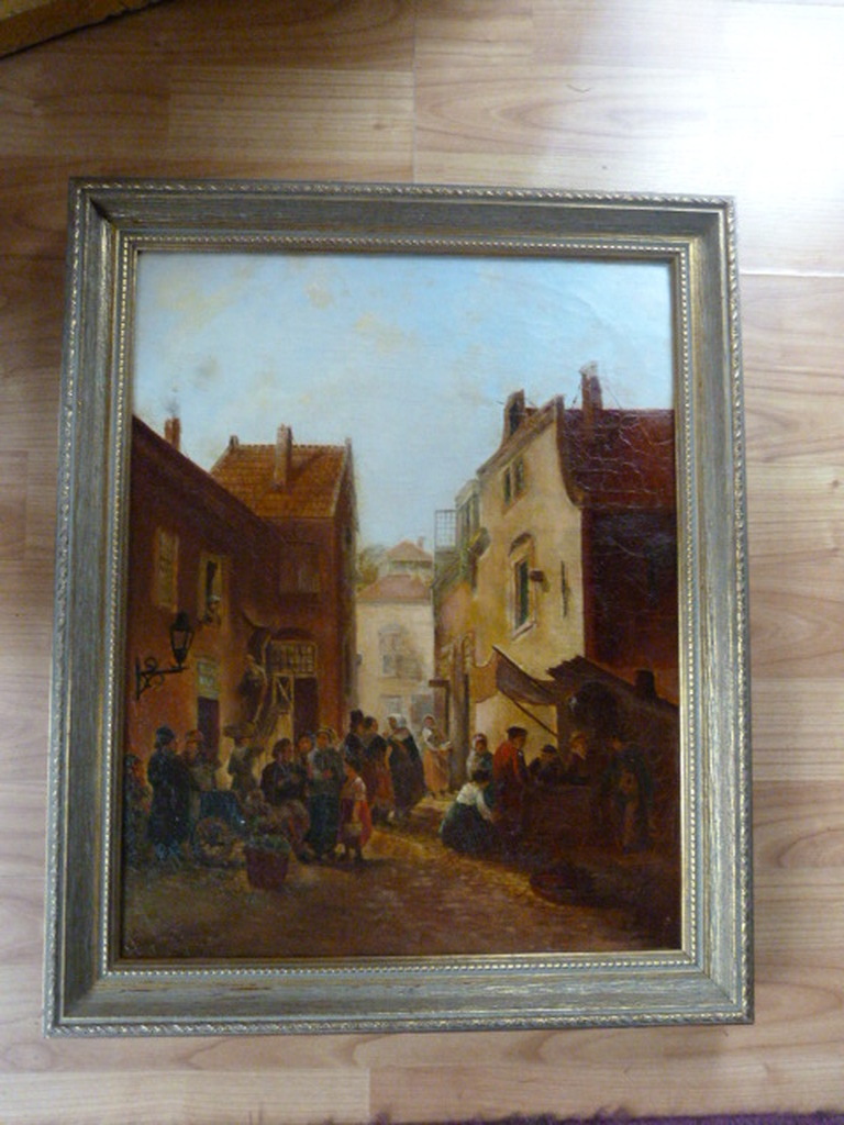 Onbekend ( 20e eeuw ) - olieverf - dorpsgezicht met vele personen. kopen? Bied vanaf 1!