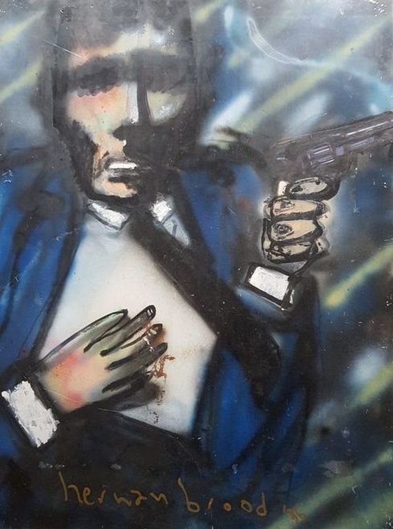 Herman Brood origineel schilderij, X, 1986, TOPWERK, gesigneerd + HBM cert. verkocht voor € 1800!