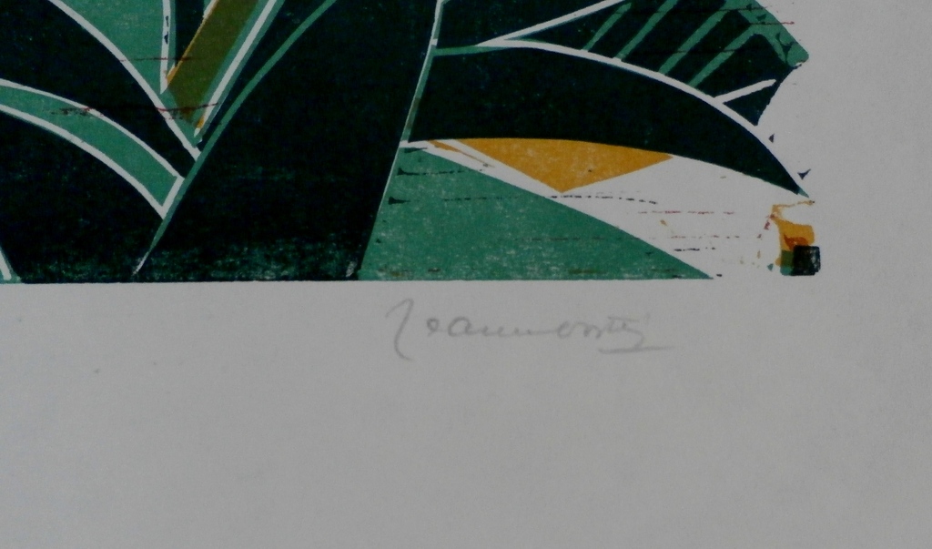 Jeanne Bieruma - Oosting - linosnede: exotische tuin kopen? Bied vanaf 125!