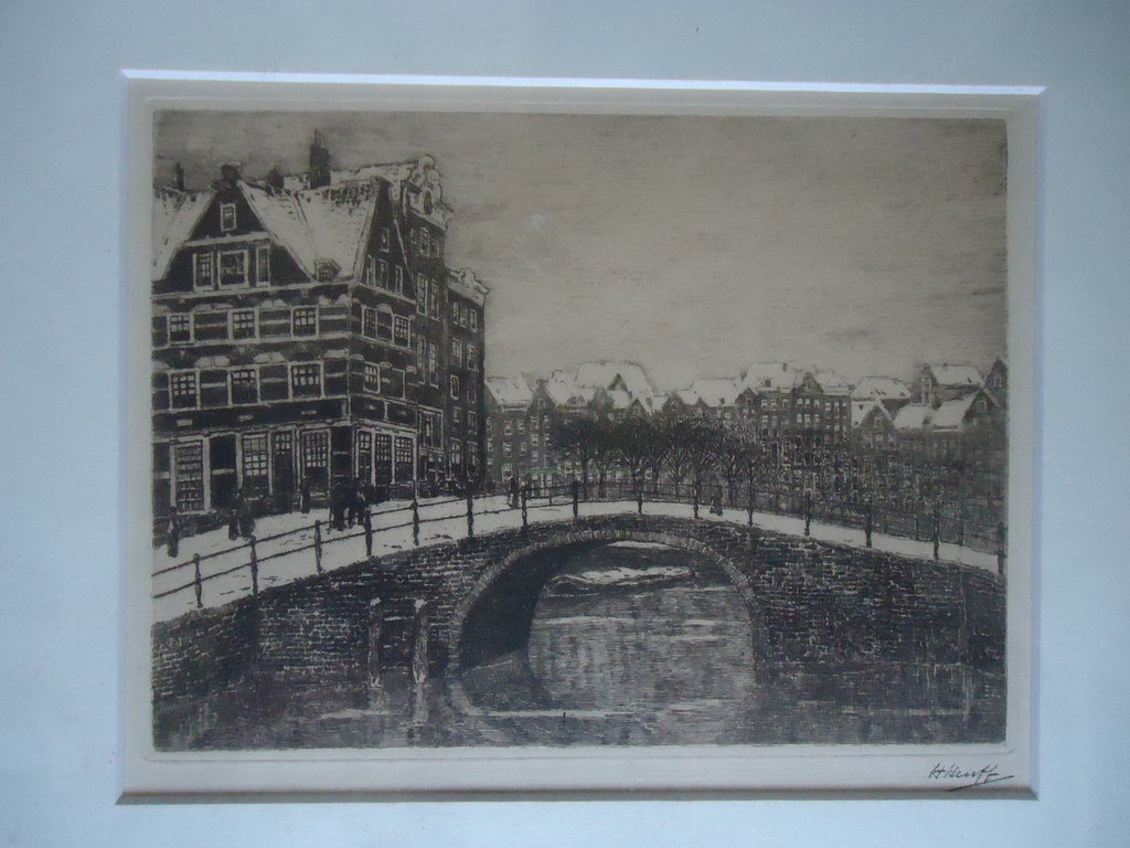 H. Heuff - Grachtengezicht in de winter te Amsterdam verkocht voor € 50!