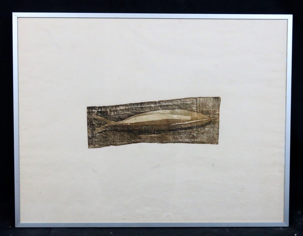 Leon Tebbe: Houtsnede, Vis - Ingelijst kopen? Bied vanaf 1!