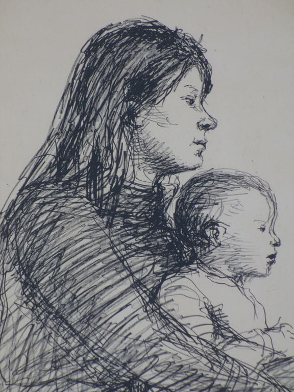 Aat Veldhoen, Moeder en kind, Litho kopen? Bied vanaf 45!