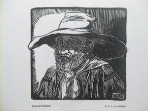 Gerard P.L. Hilhorst - Houtsnede uit Wendingen 1919, Schaapherder kopen? Bied vanaf 10!