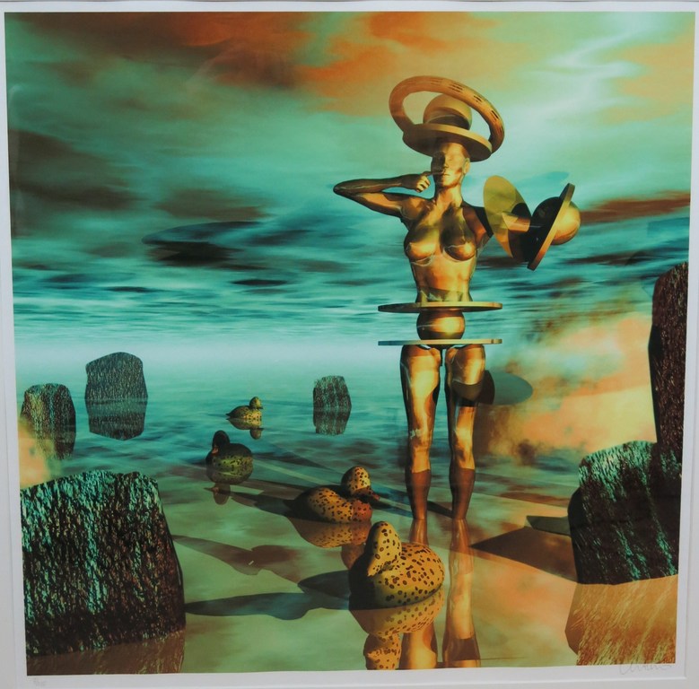 Arturo: Zeefdruk. Vergulde emotie. - Ingelijst verkocht voor € 60!