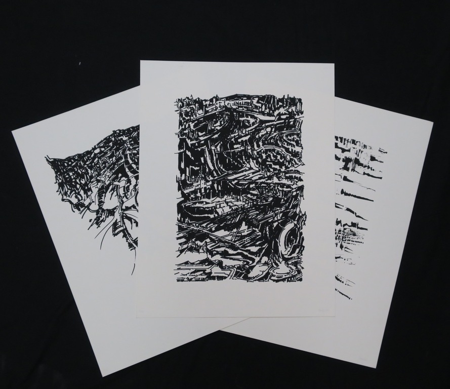 Lot van 3 zeefdrukken van Maarten Beks: o.a. , Abstract landschap I en II kopen? Bied vanaf 20!