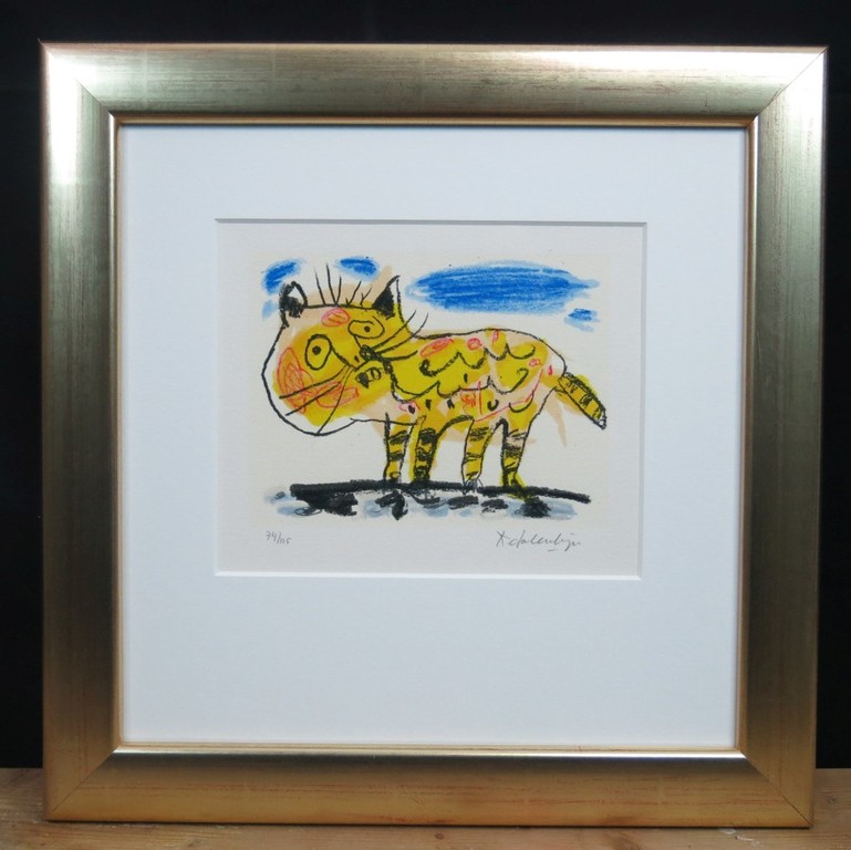 Kees Salentijn: Litho, Poes - Ingelijst kopen? Bied vanaf 50!