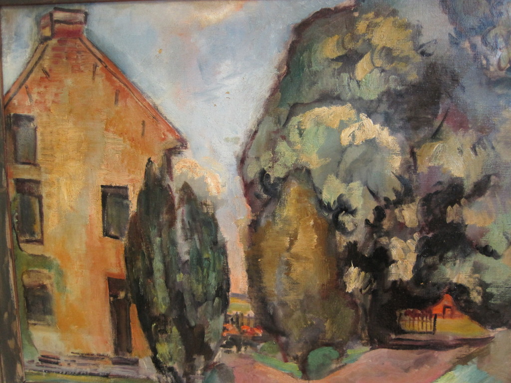 Hans Wiesman 1918-1988 expressionisme "huis met cypressen" olieverf 1940 kopen? Bied vanaf 1!