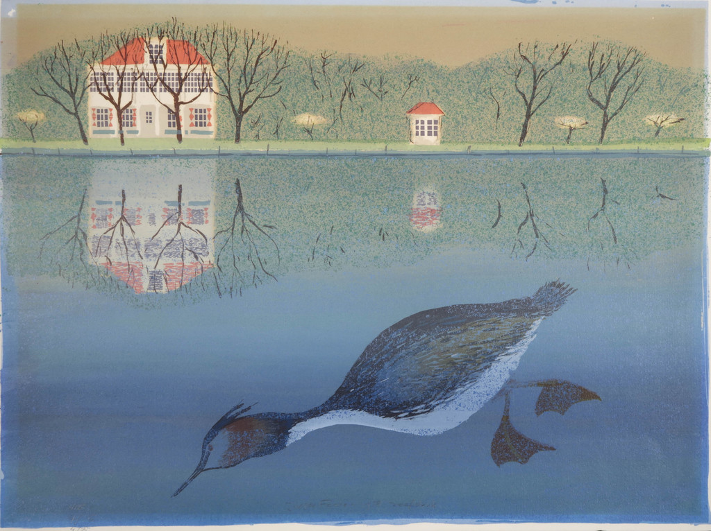 Jurjen Fontein: Zeefdruk, De fuut verkocht voor € 35!