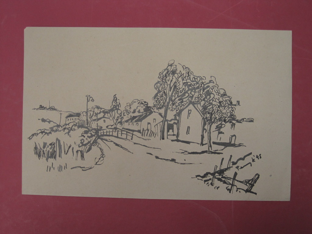 Metten Koornstra - inkttekening  "landschap" gesigneerd 1945 kopen? Bied vanaf 1!