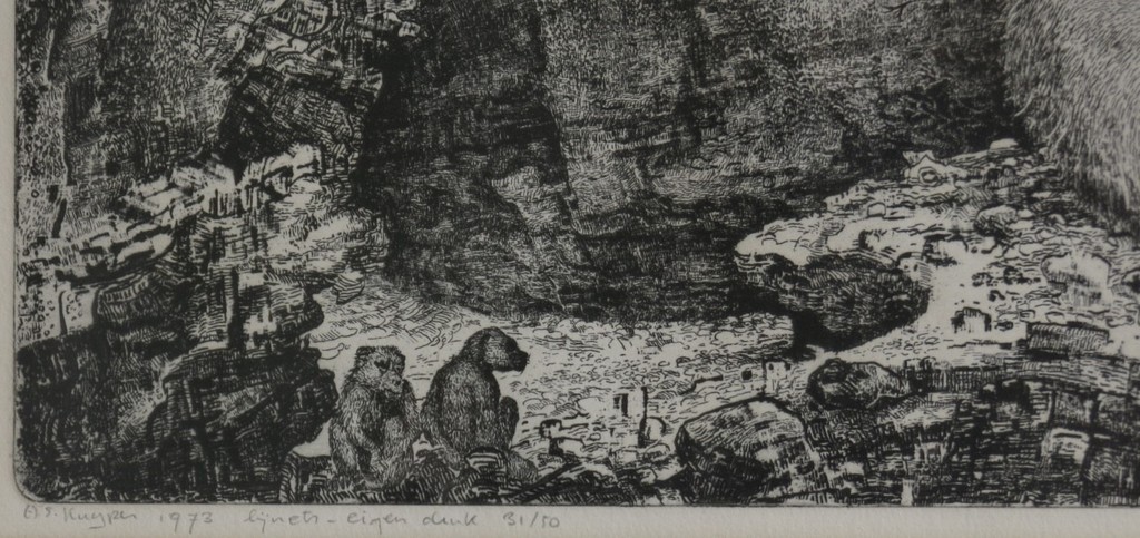 Anneke Kuijper: Ets, Slapende beer -Ingelijst kopen? Bied vanaf 1!