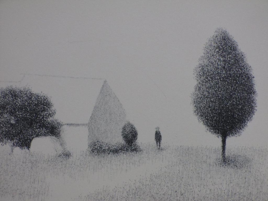 Metten Koornstra, Figuur in surrealistisch landschap. Litho kopen? Bied vanaf 1!