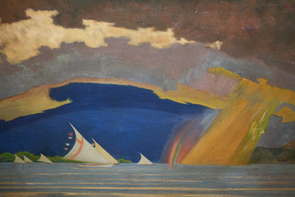 F PINKE  - ZEILBOTEN OP ZEE MET REGENBOOG kopen? Bied vanaf 1!