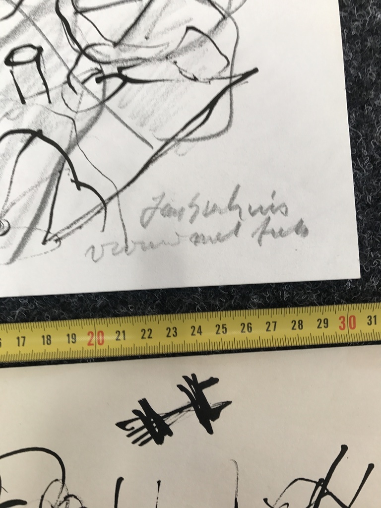 Jan Sierhuis   2 Prachtige tekeningen - gesigneerd-vrouw met fiets + 1964 kopen? Bied vanaf 35!