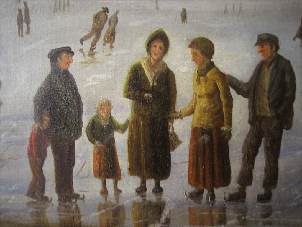 Groot oud Hollands "Winterlandschap met schaatsers en molen" gesigneerd r.o.  kopen? Bied vanaf 1!