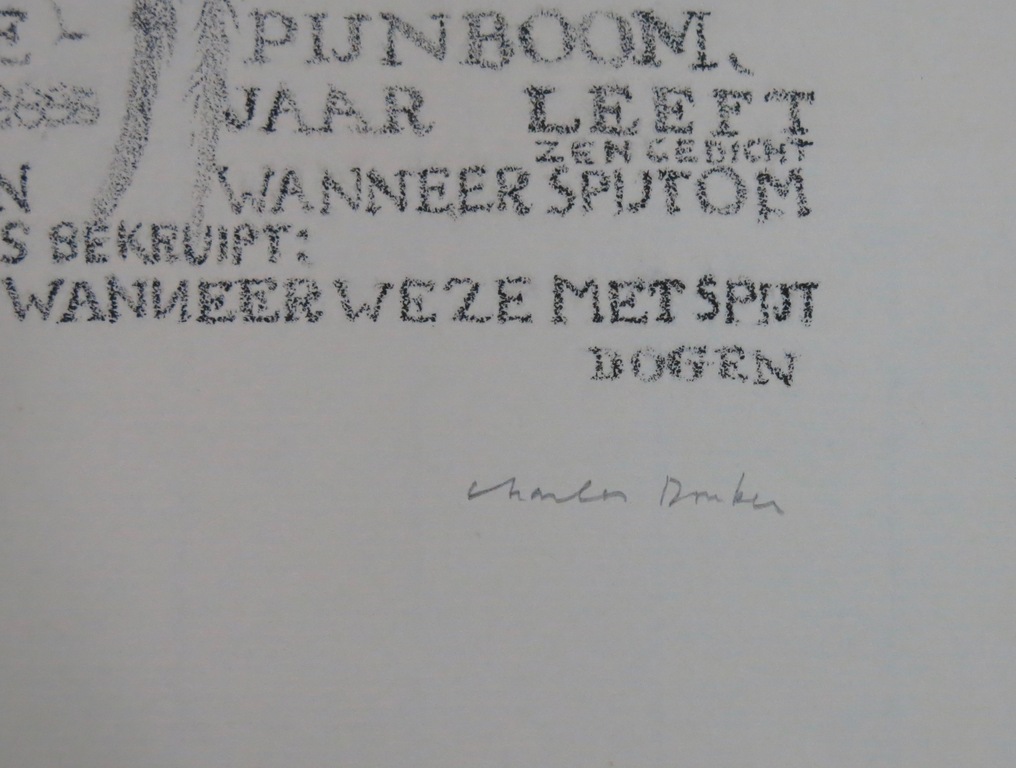 Charles Donker: Litho, Compositie met tekst en kreeft / nieuwjaarswens voor 1966 kopen? Bied vanaf 25!