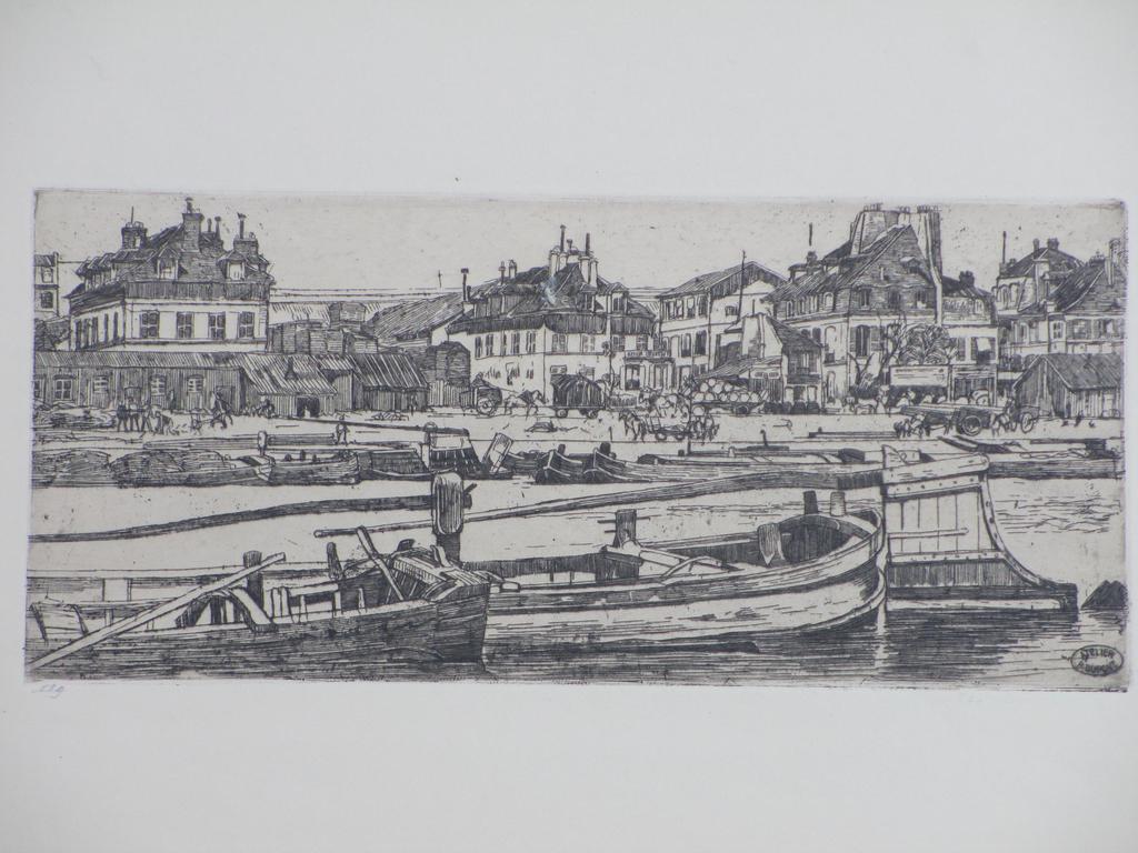 Pieter Dupont, Seinekade met schuiten, Ets op zink verkocht voor € 100!