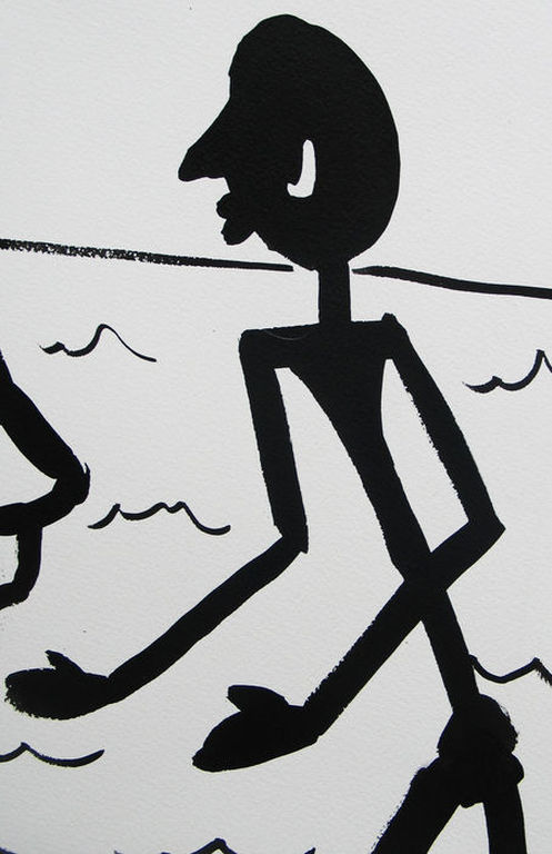 KAMAGURKA schilderij , een dagje aan het strand, achterzijde ook beschilderd kopen? Bied vanaf 330!