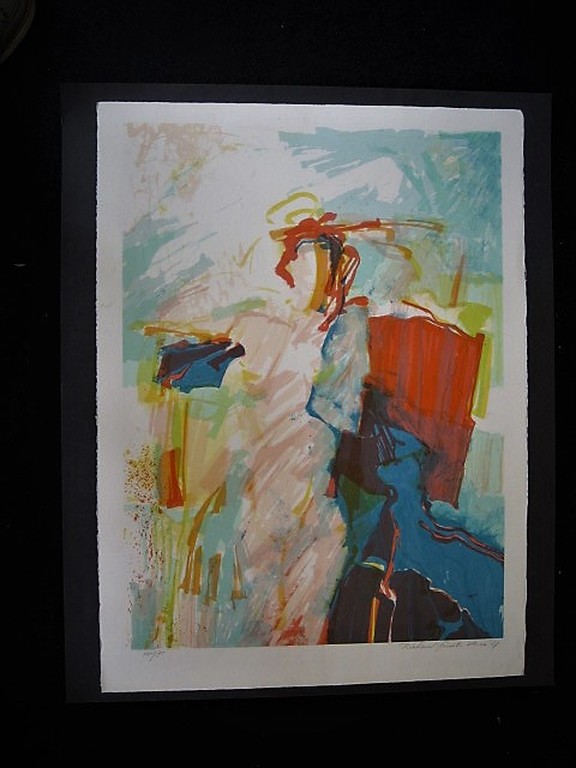 Groot 1987 abstract figuratief gesigneerde Litho "Venice" Richard Smeets (1955) verkocht voor € 90!
