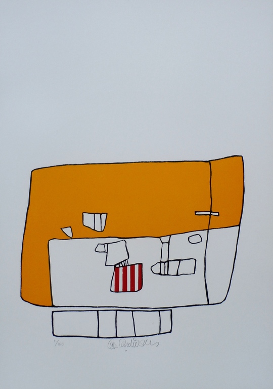 Cees Andriessen - linosnede: Bollewop - 1974 verkocht voor € 45!