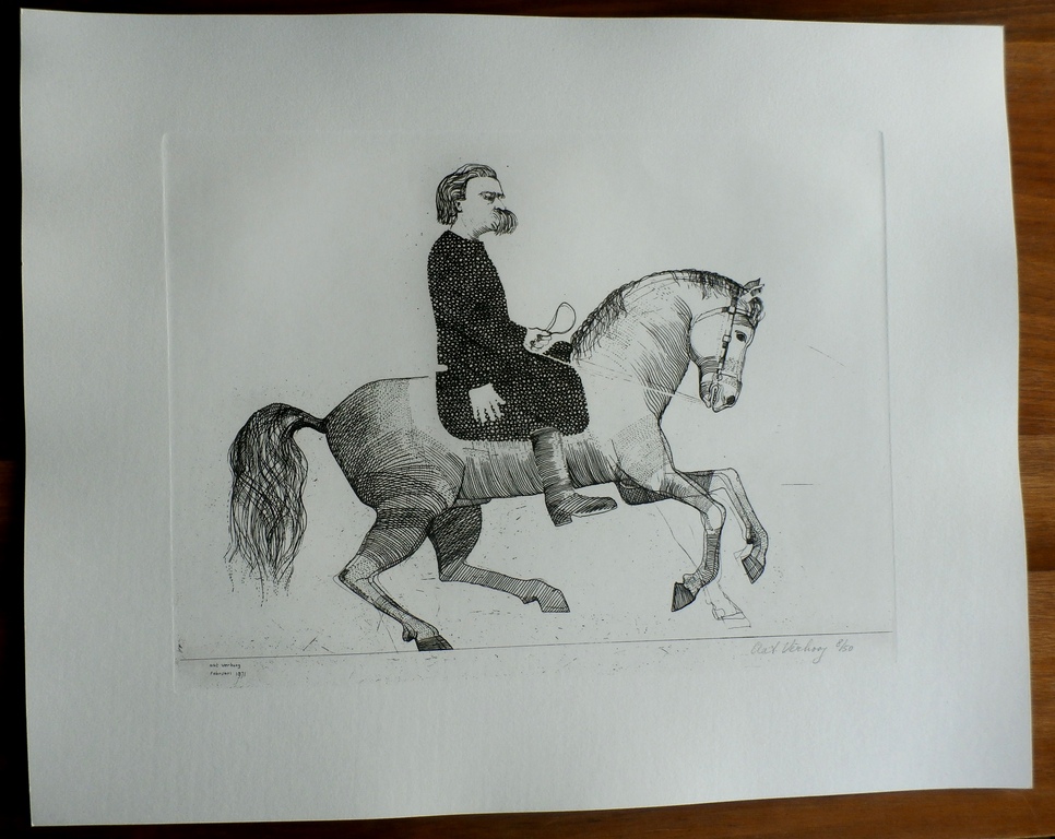 Aat verhoog - ets: heer op paard - 1971 kopen? Bied vanaf 50!