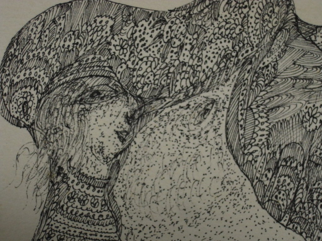 Zeldzame Oostindische Inkttekening "vogelfiguur"  van Paula Sluiter (1903-1993)  kopen? Bied vanaf 1!