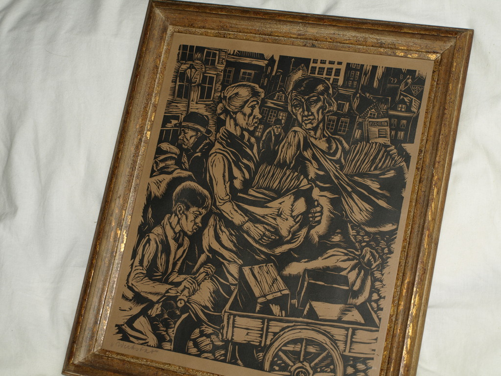 Willem Boon (1902-1986) : Houtsnede – Werkstad - Ingelijst - 1929 kopen? Bied vanaf 75!