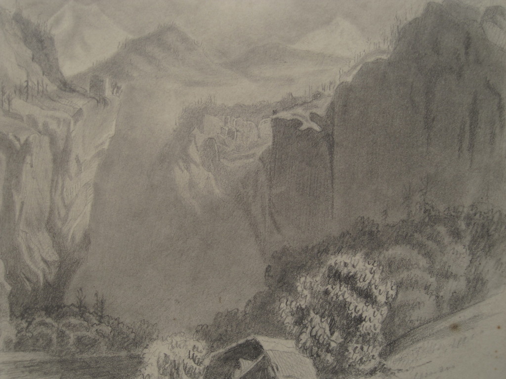 H.W Mesdag 1831-1915 - potloodtekening - Berglandschap - gesigneerd ca. 1880 kopen? Bied vanaf 1!