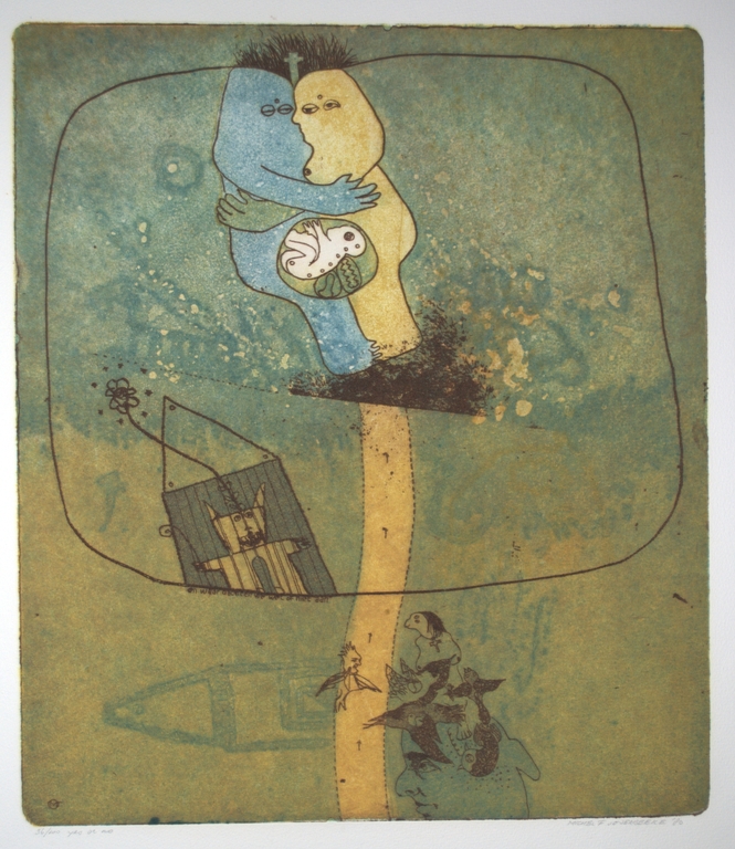 'Yes or No' 1980 - gekleurde ets, oplage 100.  kopen? Bied vanaf 45!