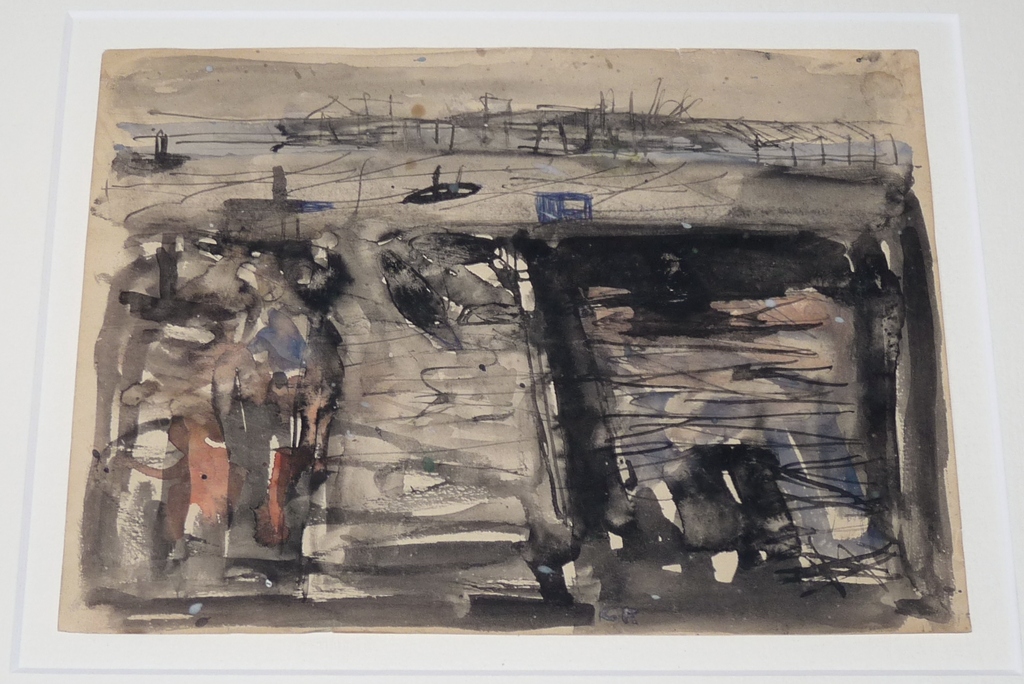 Kees Franse, Aquarel/Tekening, Haven met boten kopen? Bied vanaf 50!