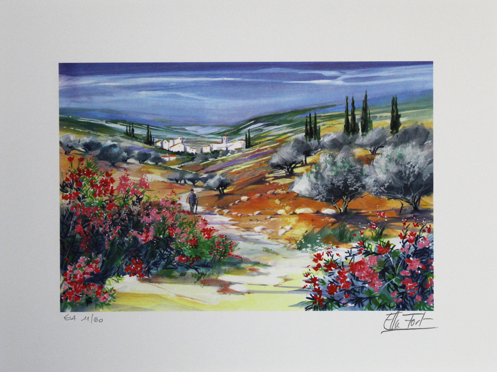 ELLA FORT - L'ARRIVEE, grote kleurenlitho, handgesigneerd kopen? Bied vanaf 1!