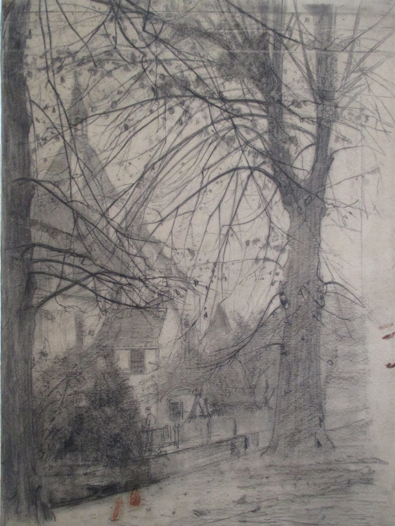 Kees 't Hooft, tekening bomen en kerk kopen? Bied vanaf 1!