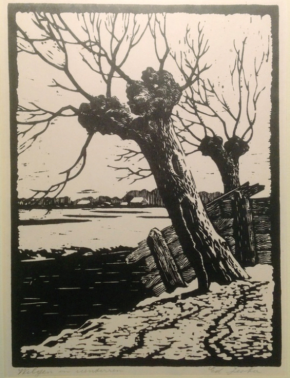 Ed Jeska: houtsnede Wilgen, circa 1930 kopen? Bied vanaf 1!