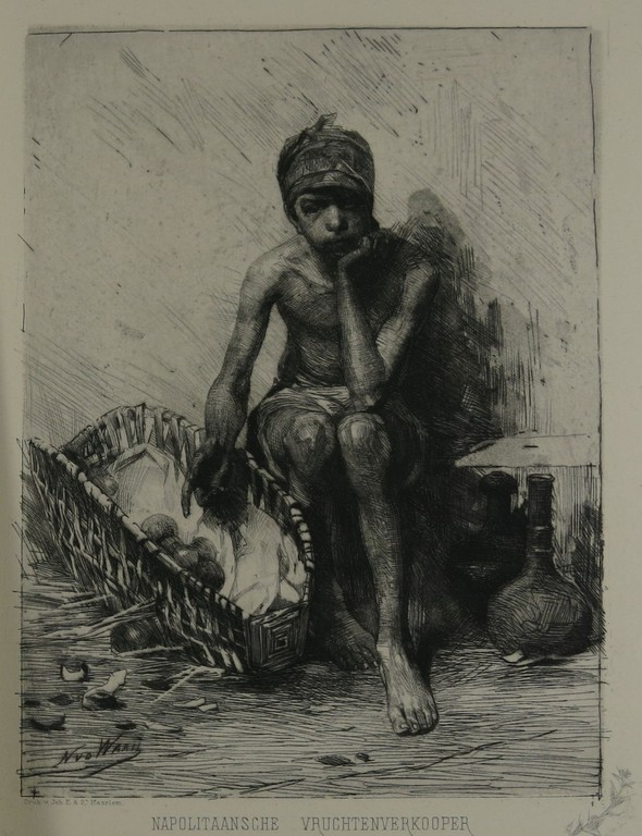 Nicolaas van der Waay: Ets, Napolitaansche Vruchtenverkoper kopen? Bied vanaf 1!