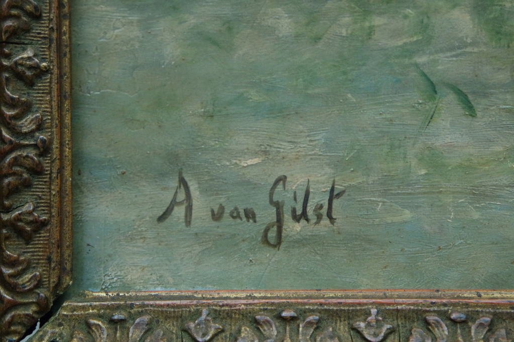 Arnout van Gilst - olieverf op paneel - landschap met koeien kopen? Bied vanaf 295!