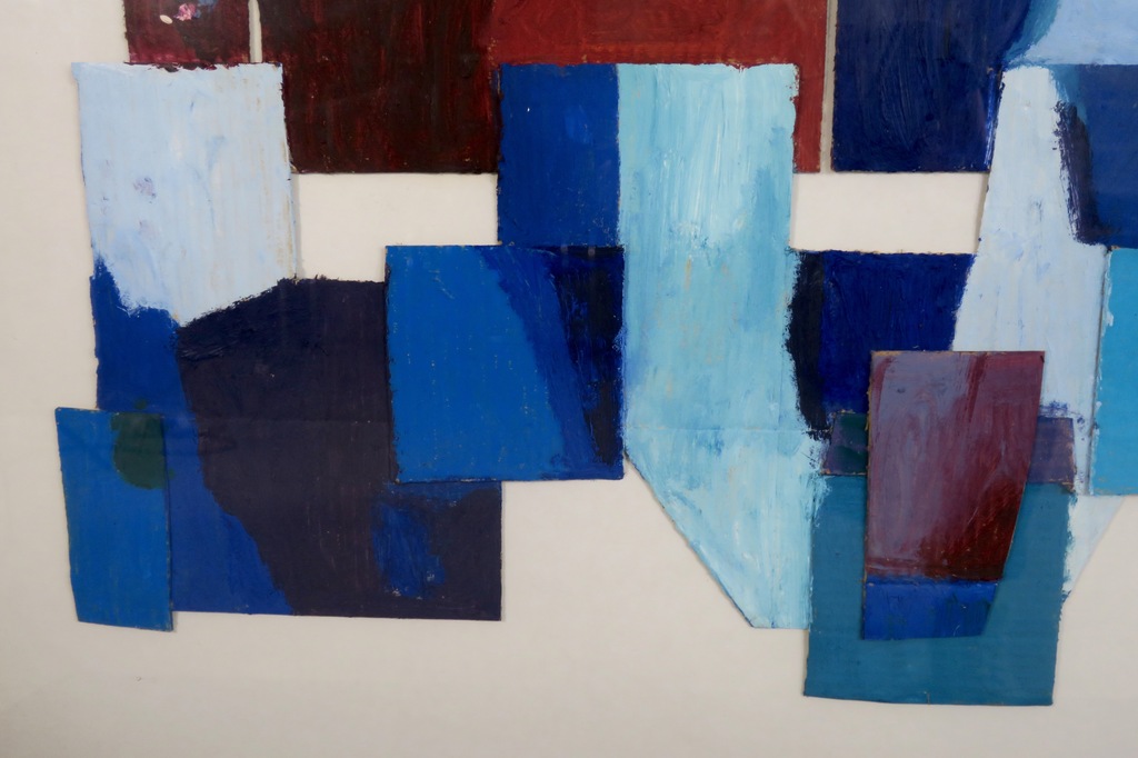 Meertje Kaal: Olieverf en collage op karton, Zonder titel - Ingelijst (Groot) kopen? Bied vanaf 20!