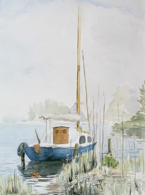 Zeilboot, aquarel (ingelijst) kopen? Bied vanaf 1!