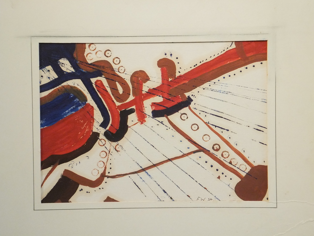 Fritz Winter (1905-1976) - gouache op karton - 1954 verkocht voor € 225!