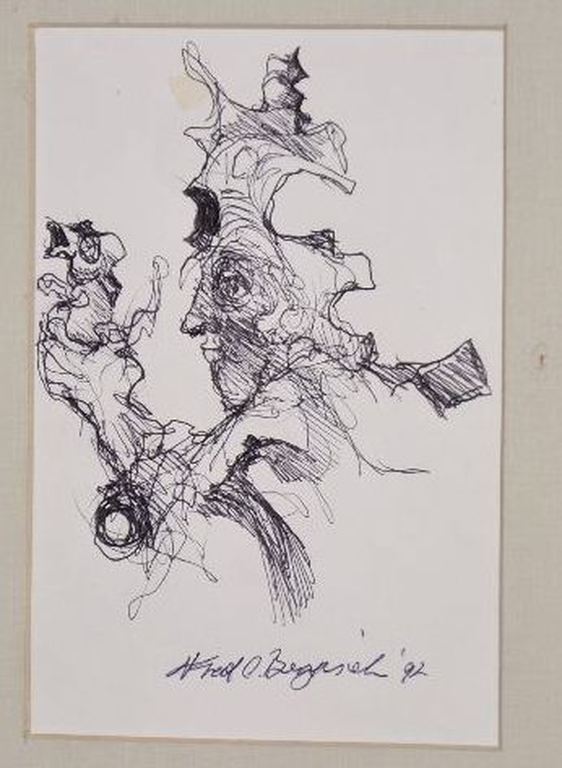 Fred Bergisch: Pentekening. Figuur met diertje kopen? Bied vanaf 1!