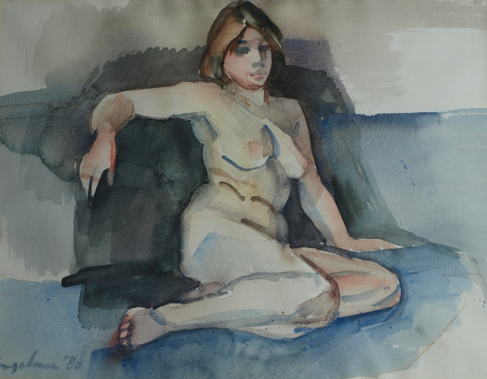 Jan Engelman : Aquarel – Naakte vrouw – gesigneerd & ingelijst – 1980 verkocht voor € 150!