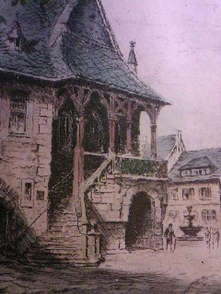  Rathaus in Goslar  BRD   Litografie ingekleurd kopen? Bied vanaf 75!