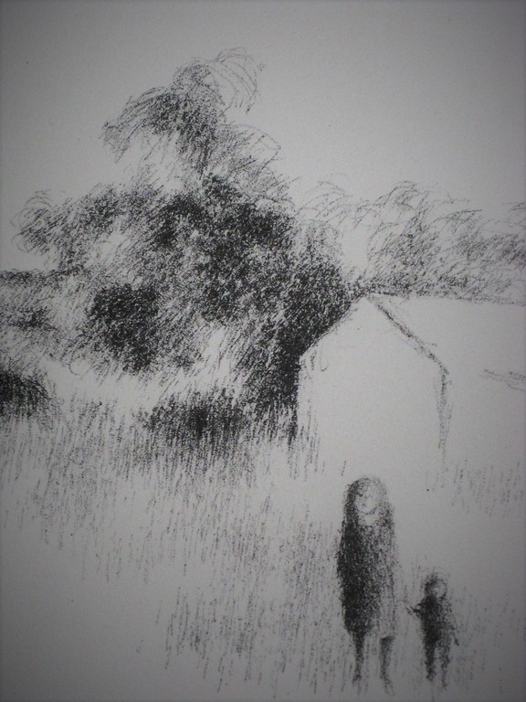 Mooi verstild grafisch werk Metten Koornstra gesigneerd Litho "moeder en kind"   kopen? Bied vanaf 1!