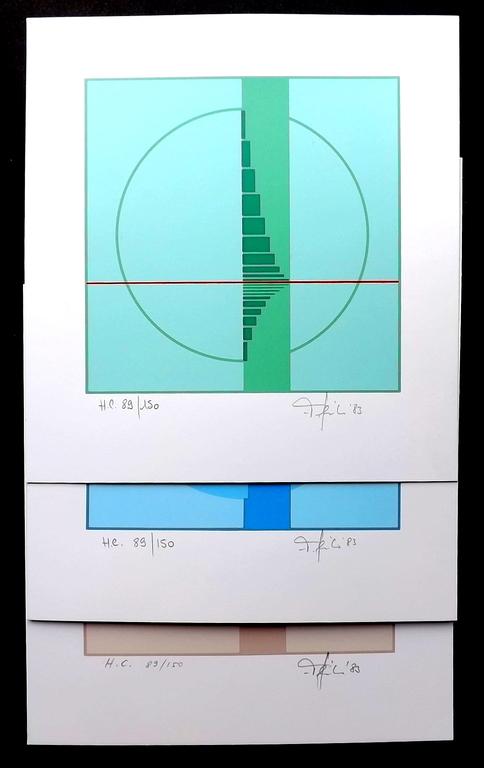 Friedrich Geiler - 3x gesigneerde litho - Konstruktive Landschaft I, II, III  kopen? Bied vanaf 1!