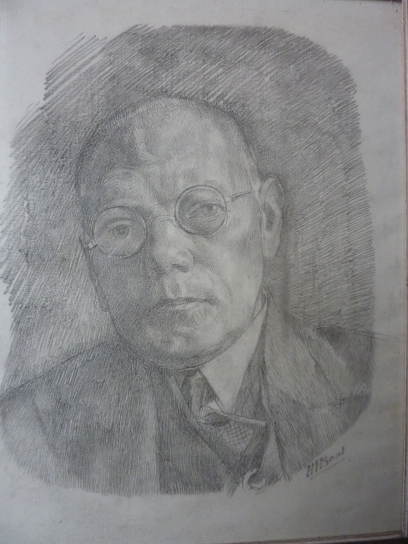 HENRI FRÉDERIC BOOT tekening "J. de B." + expositie sticker verkocht voor € 50!