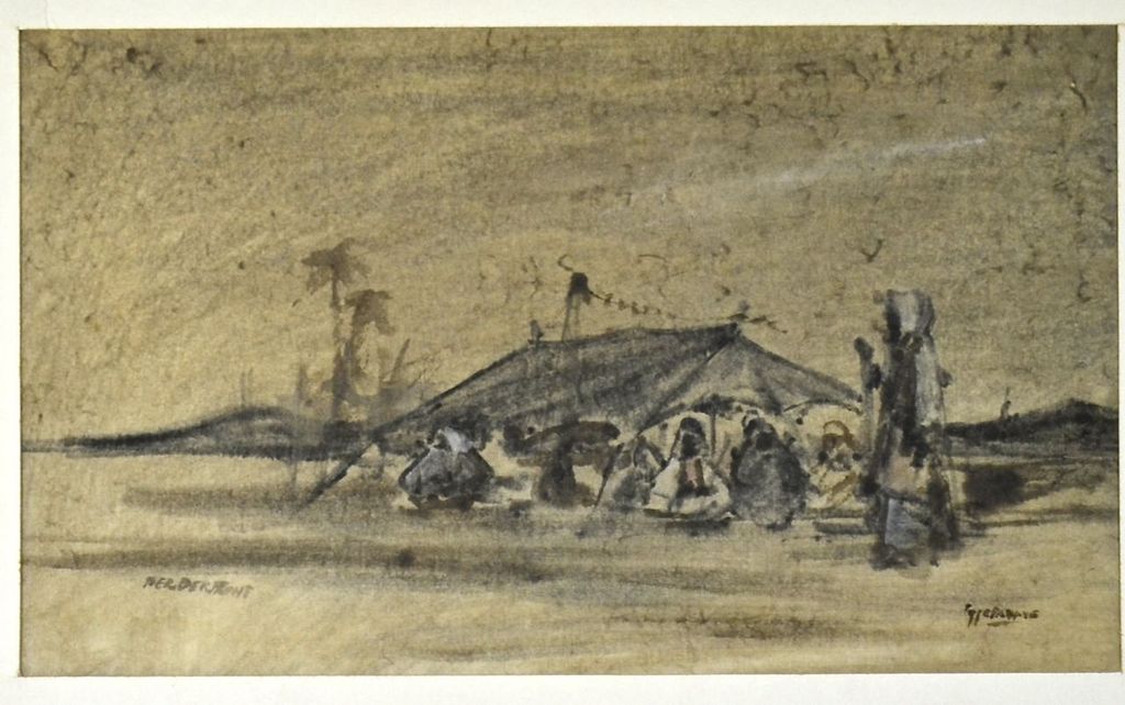 Poppe Damave: Aquarel. Herderstent verkocht voor € 50!