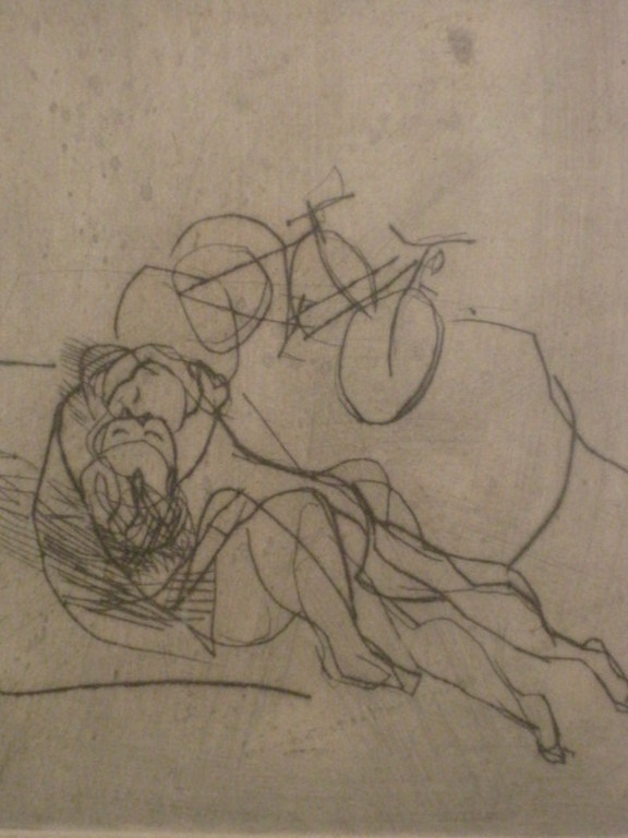 Zeldzame 1/9  Ger Lataster ets "verliefd stel met fiets" gesigneerd 1955  kopen? Bied vanaf 1!