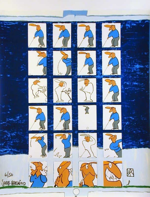 JACOB HERSKIND Gr Zeefdruk(67x90cm)  GOLF  Handgesigneerd verkocht voor € 45!