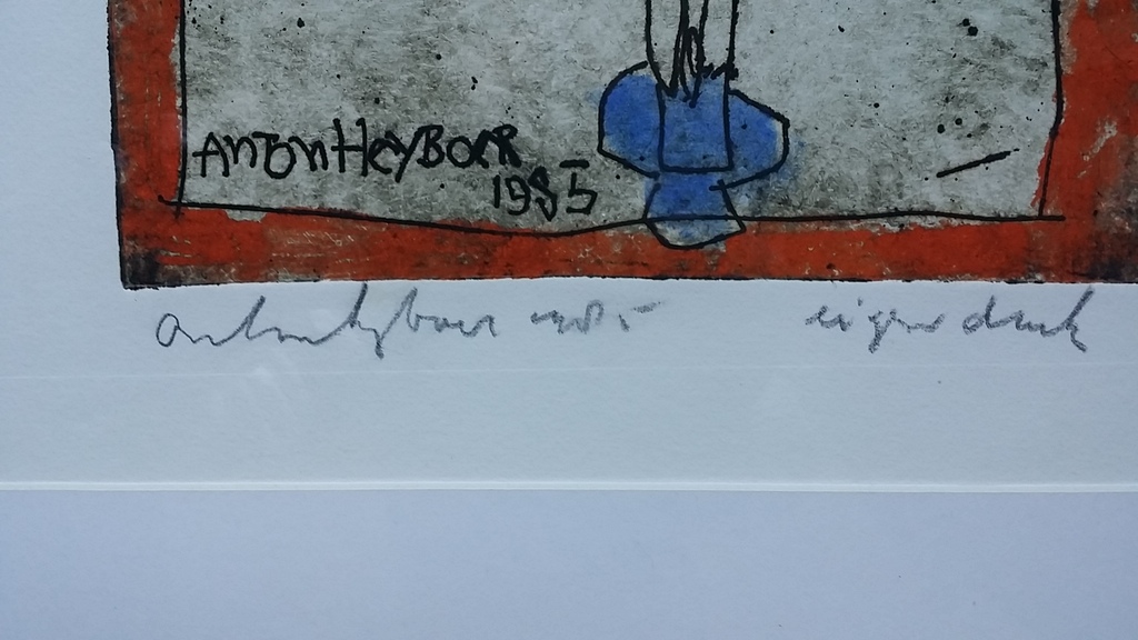 Anton Heyboer, ingekleurde ets Crusifix kopen? Bied vanaf 275!