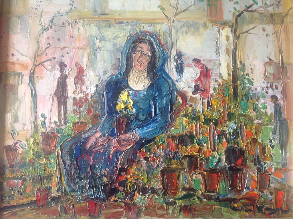 Antoon Kruysen, olieverf schilderij van Bloemenmeisje in Frankrijk. kaufen? Bieten Sie von 250!