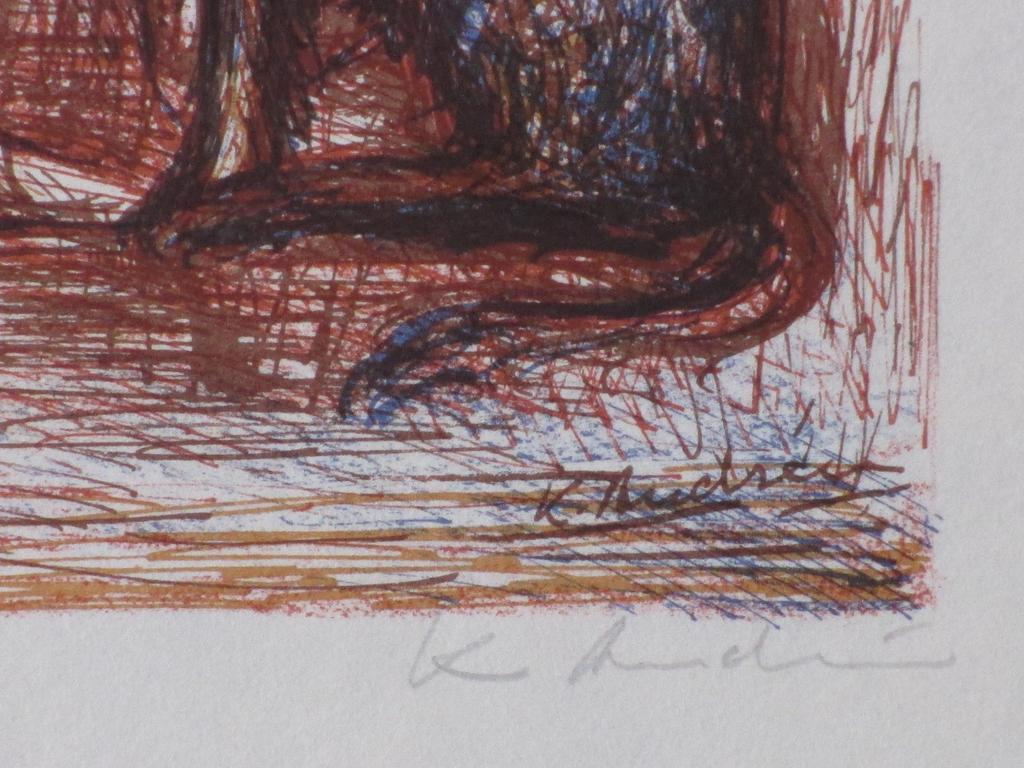 Kees Andrea, Drie narren met hond, Kleurenlitho kopen? Bied vanaf 30!