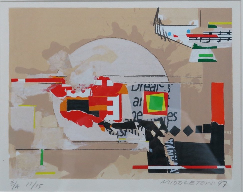 Sam Middleton: Zeefdruk, Zonder titel - Ingelijst verkocht voor € 110!